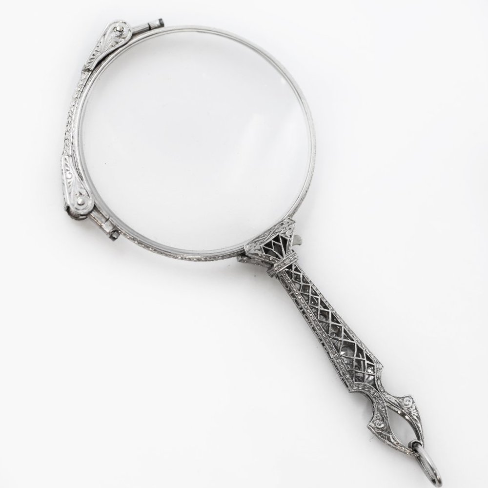 ART DECO Platinum Diamond Lorgnette Opera Glasses - Picture 3 of 5